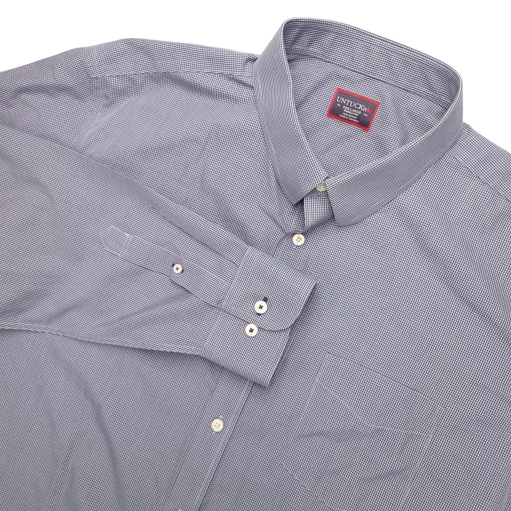 UNTUCKit Shirt Mens 3XL Blue Check Long Sleeve‎ Button Up Wrinkle Free Casual